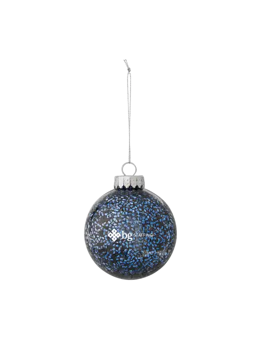 Dark Blue Shimmer Sphere Ornament w/BG Staffing Logo
