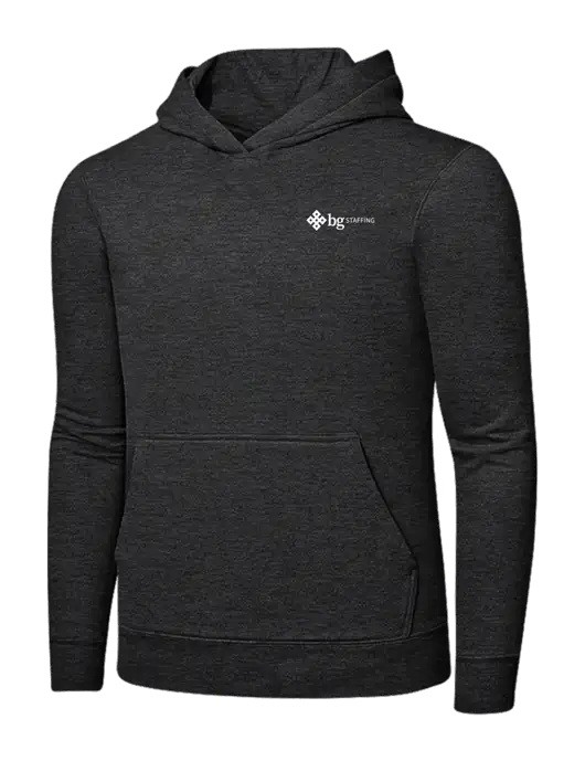 Dark Heather Grey 7.8 oz Ring Spun Hooded Sweatshirt w/BG Staffing Logo
