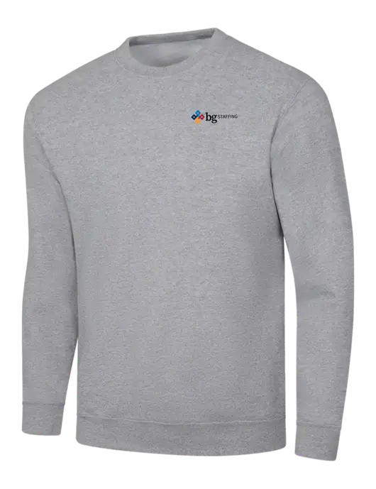 Light Grey Heather 7.8 oz Ring Spun Crew Sweatshirt w/BG Staffing Logo