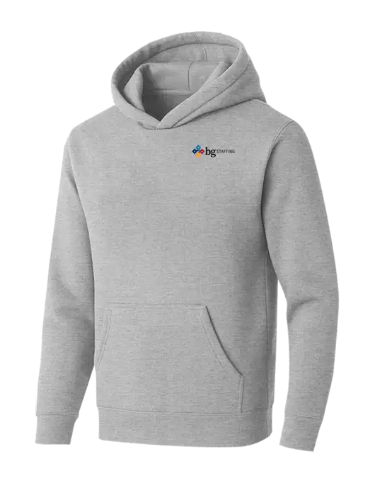 BELLA+CANVAS Light Grey Heather Sponge Fleece Pullover Hoodie w/BG Staffing Logo
