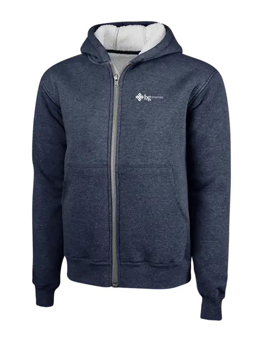 Cornerstone Navy Heavyweight Sherpa Lined Hooded Fleece Jacket w/BG Staffing Logo