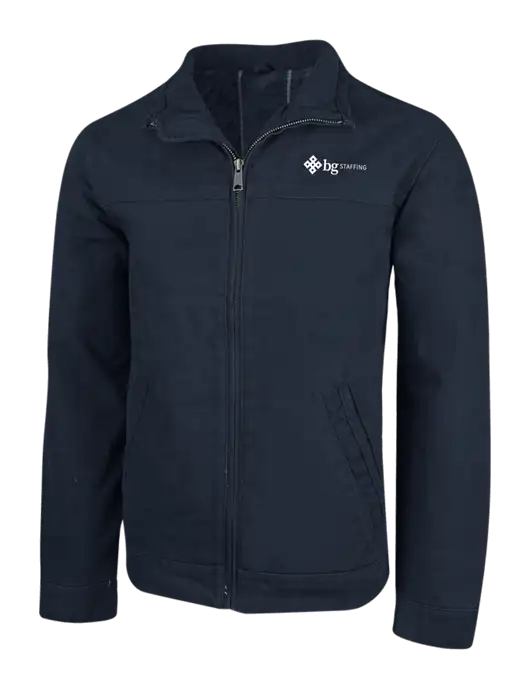 Cornerstone Navy Washed Duck Cloth Flannel Lined Work Jacket w/BG Staffing Logo