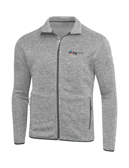 Grey Heather Sweater Fleece Jacket w/BG Staffing Logo