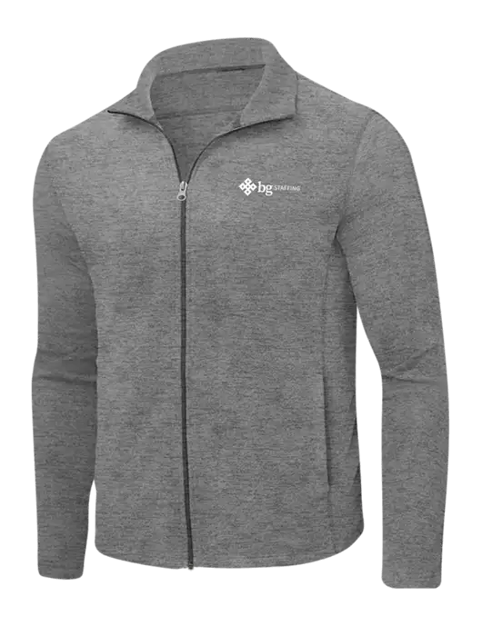 Medium Grey Heather Microfleece Full-Zip Jacket w/BG Staffing Logo