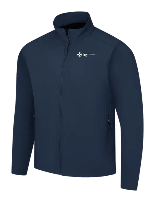 Navy Core Soft Shell Jacket w/BG Staffing Logo