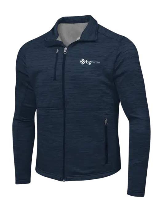 Navy Digi Stripe Fleece Jacket w/BG Staffing Logo