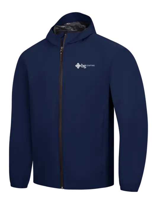 Navy Essential Rain Jacket w/BG Staffing Logo