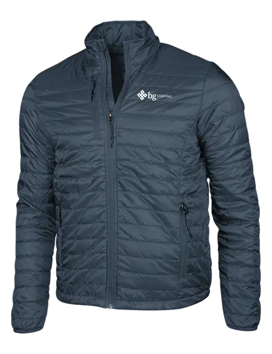 Navy Puffy Packable Jacket w/BG Staffing Logo