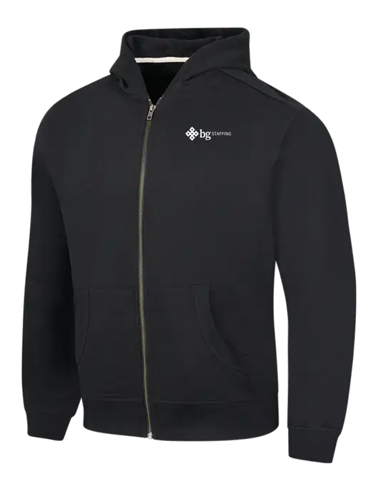 Black Re-Fleece Full-Zip Hoodie w/BG Staffing Logo