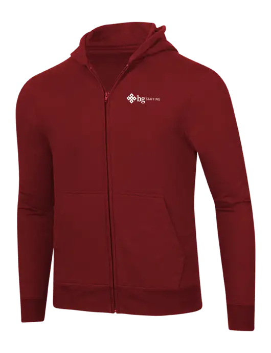 Cardinal 8.5 oz Ring Spun Zip Hooded Sweatshirt w/BG Staffing Logo