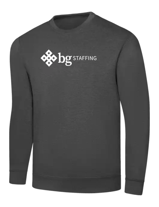 Charcoal 7.8 oz Ring Spun Crew Sweatshirt w/BG Staffing Logo