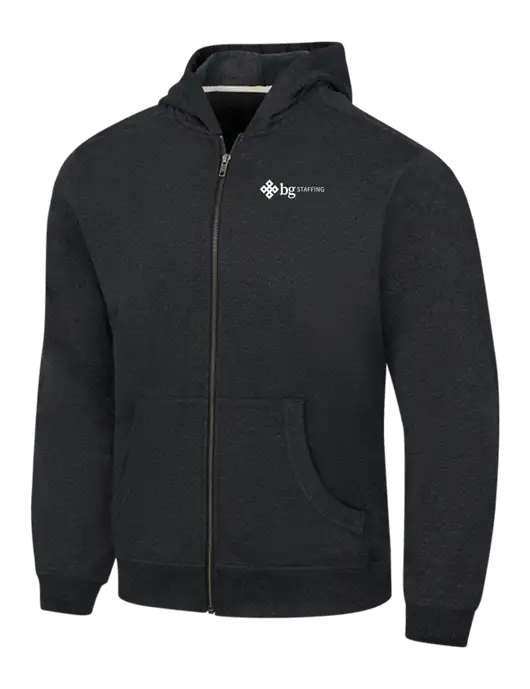Charcoal Heather Re-Fleece Full-Zip Hoodie w/BG Staffing Logo
