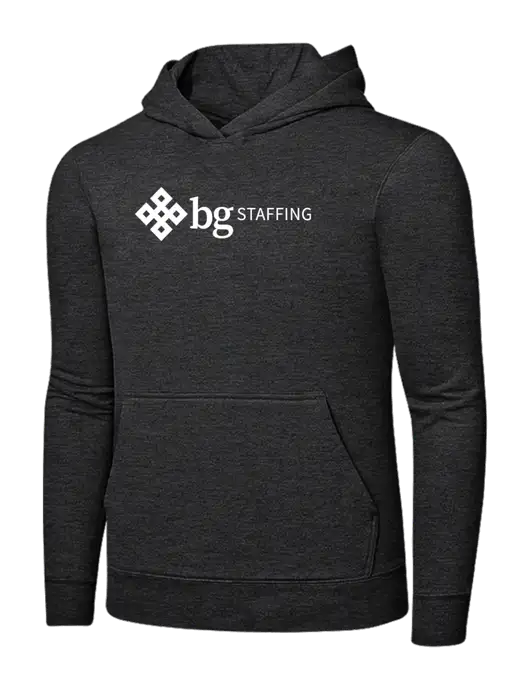 Dark Heather Grey 7.8 oz Ring Spun Hooded Sweatshirt w/BG Staffing Logo