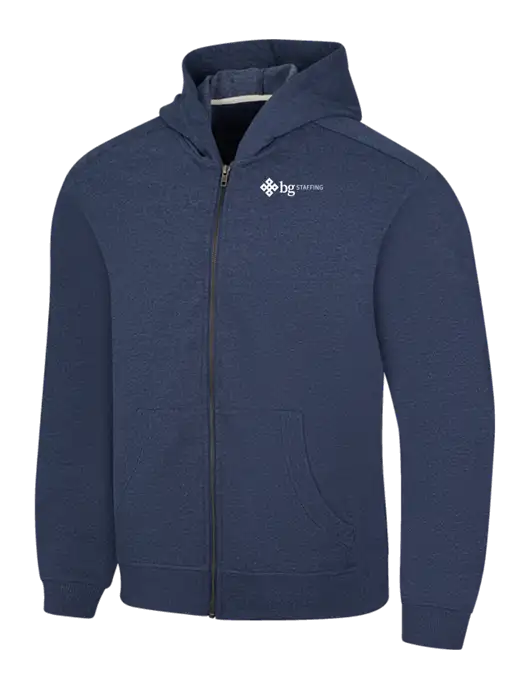 Navy Heather Re-Fleece Full-Zip Hoodie w/BG Staffing Logo