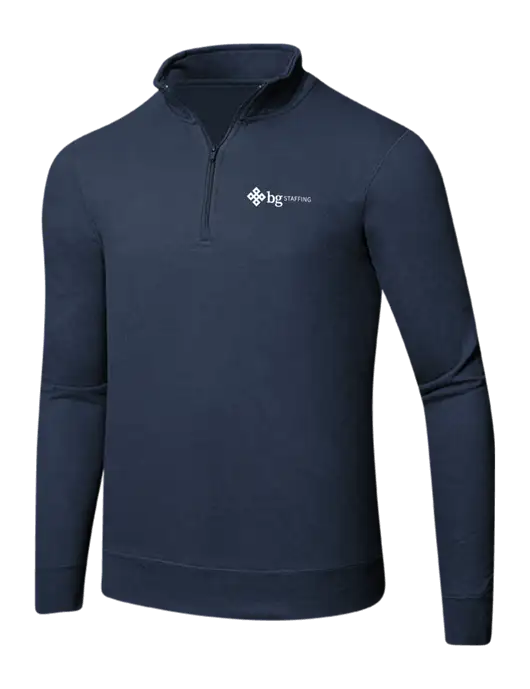 Team Navy 8.5 oz Ring Spun 1/4 Zip Pullover Sweatshirt w/BG Staffing Logo