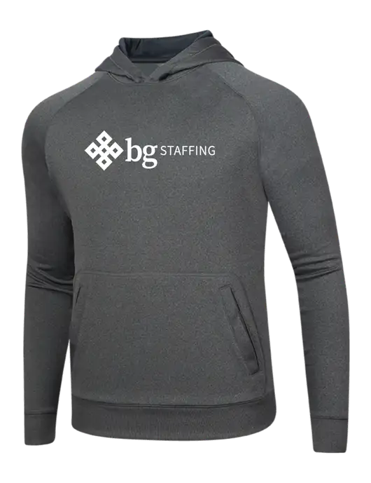 Tech Graphite Heather Fleece Hooded Sweatshirt w/BG Staffing Logo