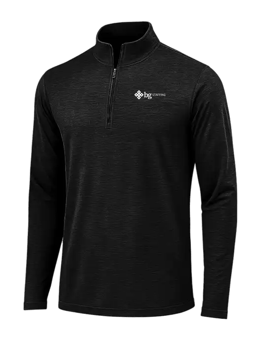 Black Triad Solid Posicharge Tri-Blend Wicking 1/4 Zip Pullover w/BG Staffing Logo