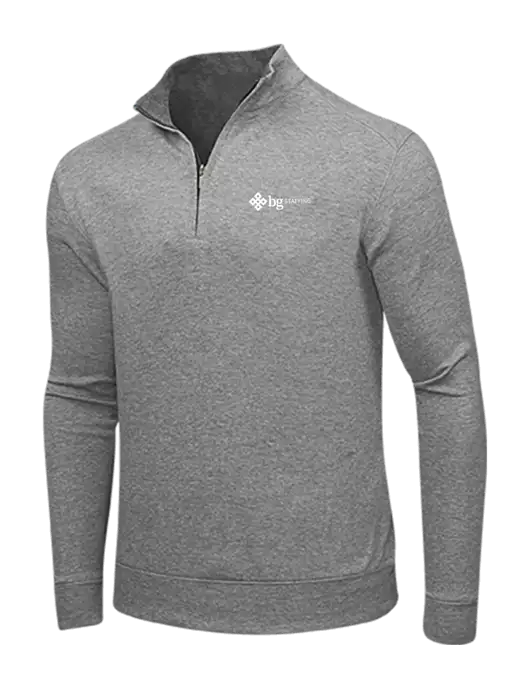 Medium Heather Grey/Charcoal Heather Interlock 1/4 Zip w/BG Staffing Logo