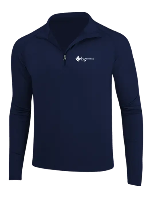 Navy Sport Wick Stretch 1/4 Zip Pullover w/BG Staffing Logo