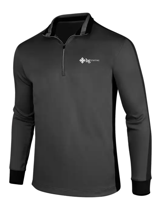 NIKE Anthracite Heather/Black Dry-Fit 1/2 Zip Cover-Up w/BG Staffing Logo