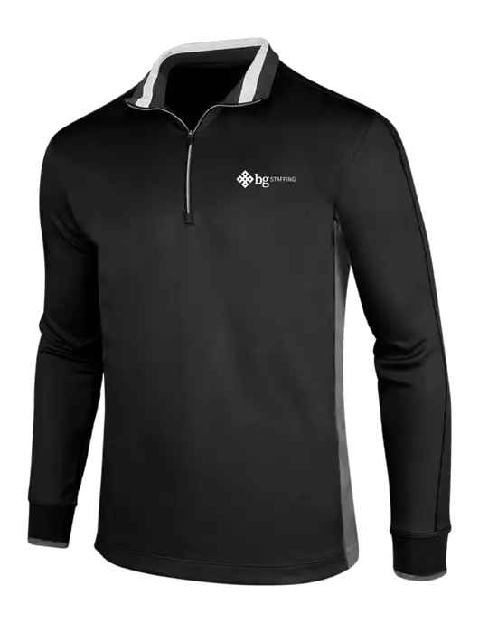 NIKE Black/Dark Grey/White Dry-Fit 1/2 Zip Cover-Up w/BG Staffing Logo