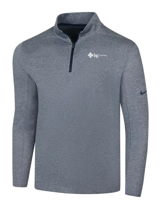 NIKE Navy Heather Dry 1/2 Zip Cover-Up w/BG Staffing Logo