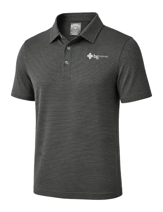 Callaway Black Fine Line Stripe Polo w/BG Staffing Logo