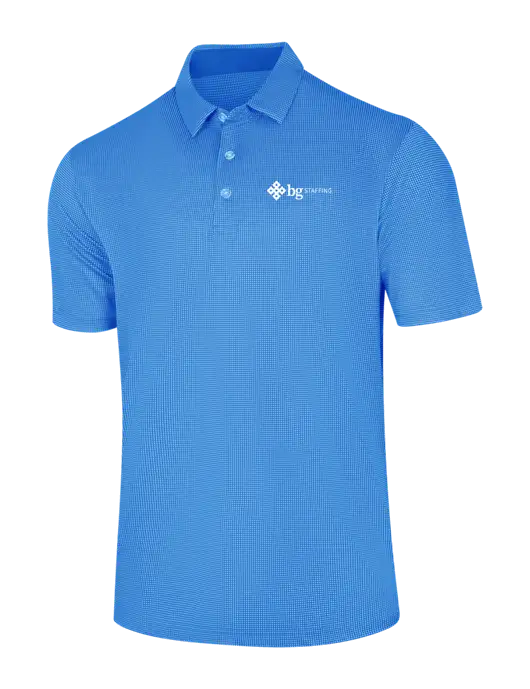 Callaway Carolina Blue Fashion Gingham Polo w/BG Staffing Logo