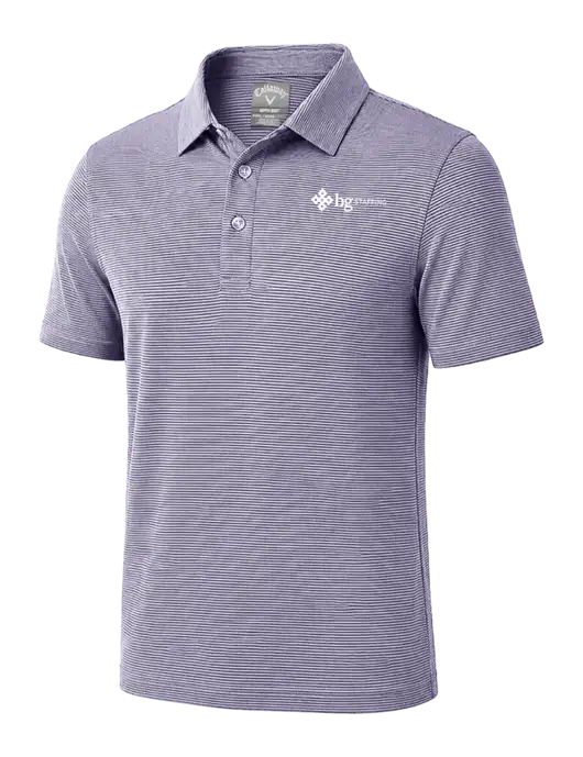 Callaway Navy Fine Line Stripe Polo w/BG Staffing Logo