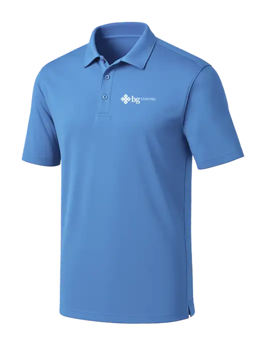 Carolina Blue Silk Touch Performance Polo w/BG Staffing Logo