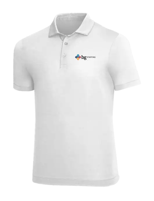 Mercer+Mettle White Stretch Jersey Polo w/BG Staffing Logo
