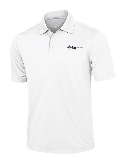 White Diamond Textured Jacquard Polo w/BG Staffing Logo