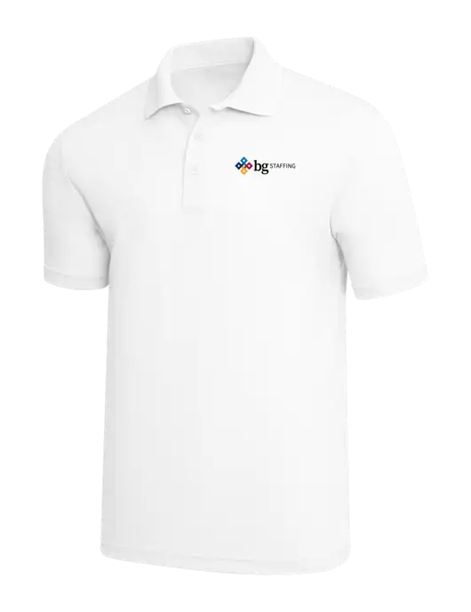White PosiCharge RacerMesh Polo w/BG Staffing Logo