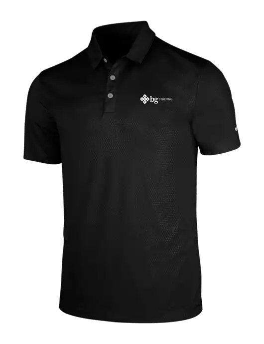 NIKE Black Dri-Fit Embossed Tri-Blade Polo w/BG Staffing Logo