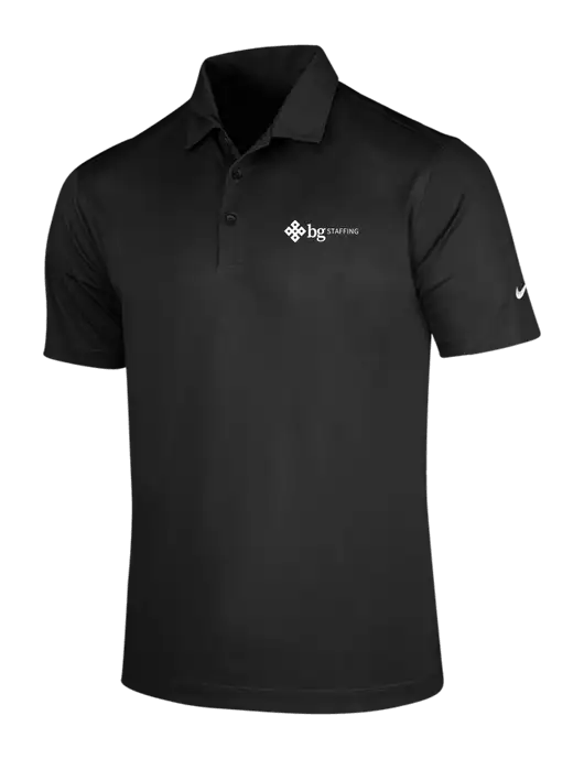 NIKE Black Dri-Fit Vertical Mesh Polo w/BG Staffing Logo