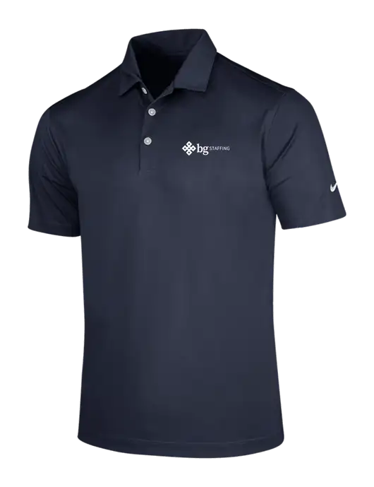 NIKE Dark Navy Dri-Fit Vertical Mesh Polo w/BG Staffing Logo