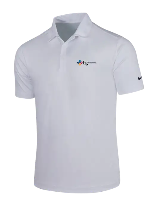 NIKE White Dri-Fit Vertical Mesh Polo w/BG Staffing Logo