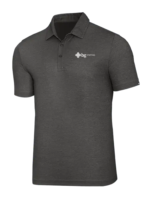 TravisMathew Black Heather Oceanside Polo w/BG Staffing Logo