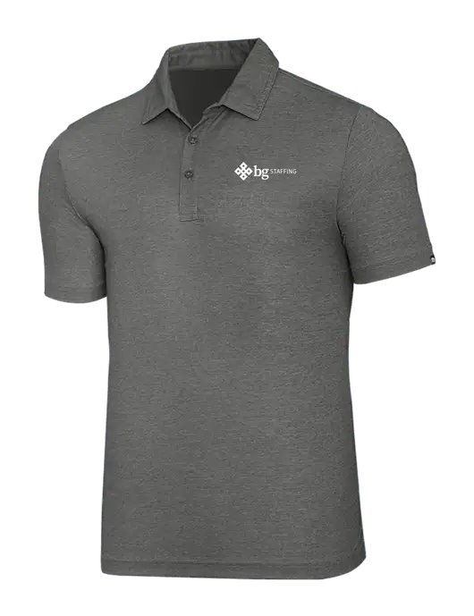 TravisMathew Grey Heather Oceanside Polo w/BG Staffing Logo