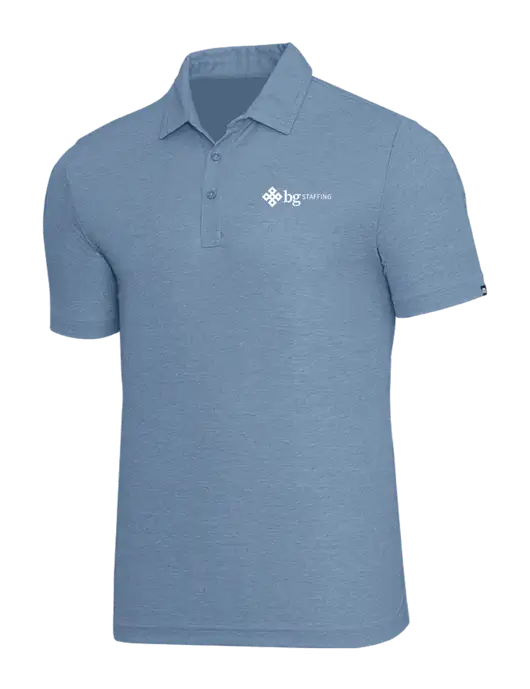 TravisMathew Slate Blue Heather Oceanside Polo w/BG Staffing Logo