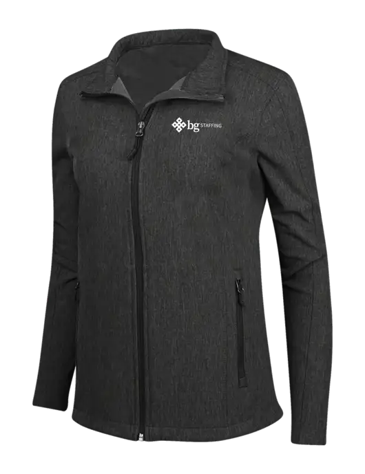 Black Charcoal Heather Womens Core Soft Shell Jacket w/BG Staffing Logo