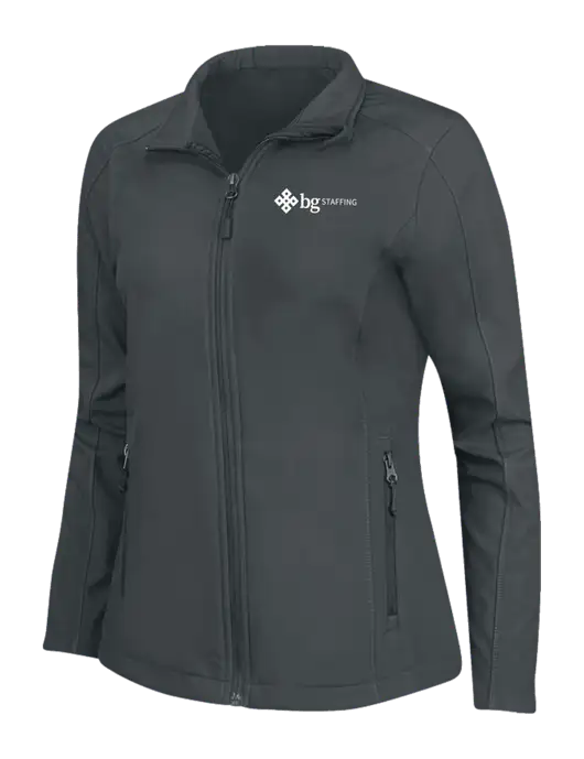 Charcoal Grey Womens Core Soft Shell Jacket w/BG Staffing Logo