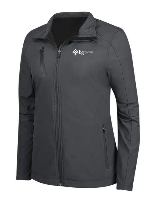 Dark Grey Womens Welded Softshell Jacket w/BG Staffing Logo
