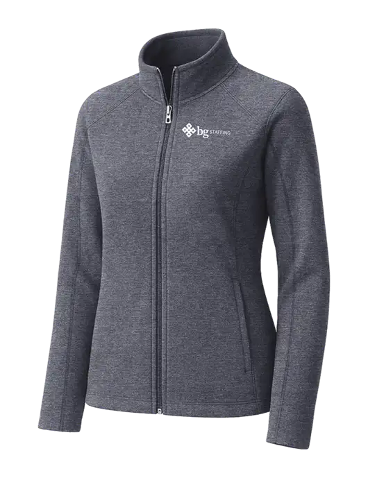 Light Navy Heather Womens Microfleece Full-Zip Jacket w/BG Staffing Logo