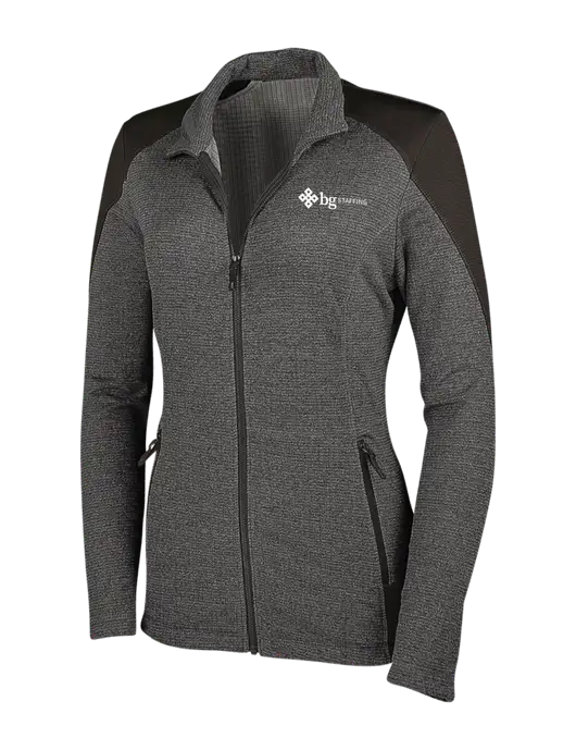 Medium Grey Heather Womens Grid Fleece Jacket w/BG Staffing Logo