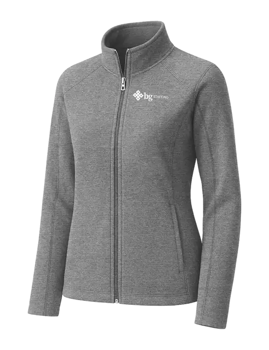Medium Grey Womens Heather Microfleece Full-Zip Jacket w/BG Staffing Logo