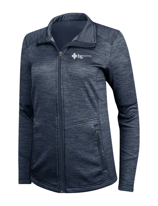 Navy Womens Digi Stripe Fleece Jacket w/BG Staffing Logo