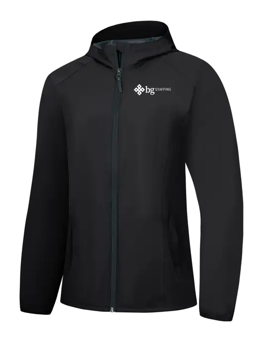 Womens Black Essential Rain Jacket w/BG Staffing Logo