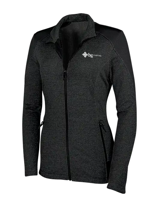 Womens Black Grid Fleece Jacket w/BG Staffing Logo