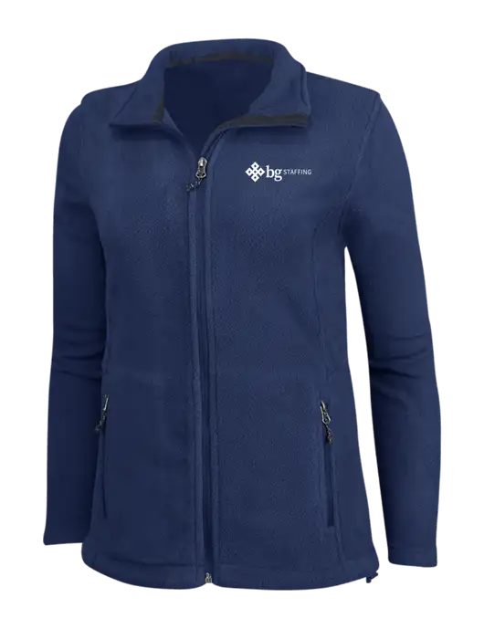 Womens Navy Fleece Jacket w/BG Staffing Logo